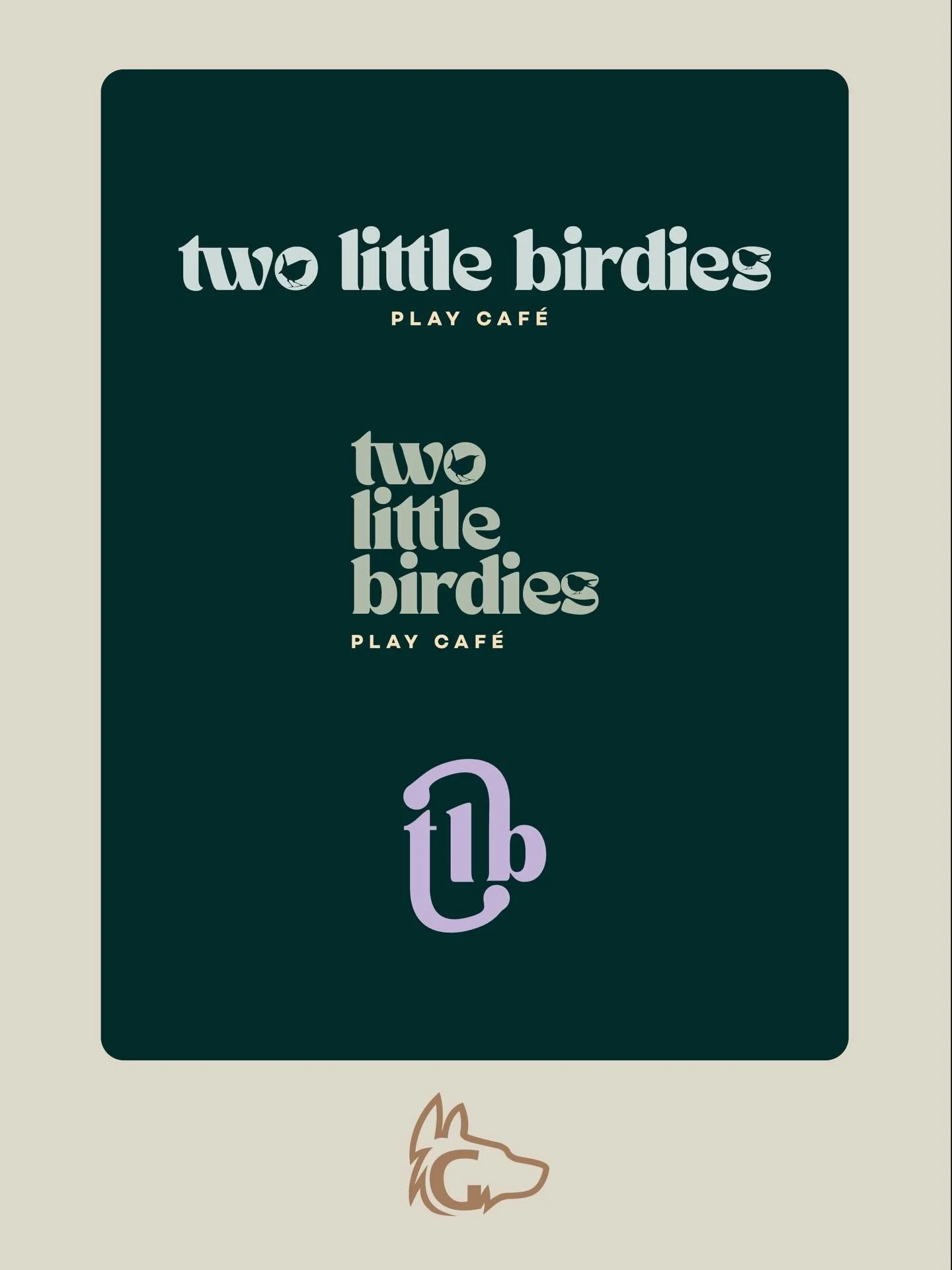 Creating some variation to the logo was key for the @twolittlebirdiesplaycafe brand. We wanted something that had a lot of variety that would be easy to implement across different parts of the company. 

Here we have the primary and secondary logo, a