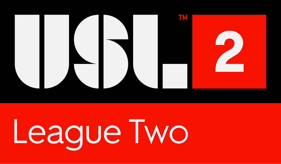 USL 2 logo with text 'League Two' on a red background.