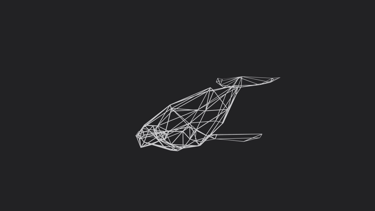 A wireframe whale