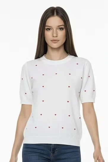 Maglia girocollo cuori 57679