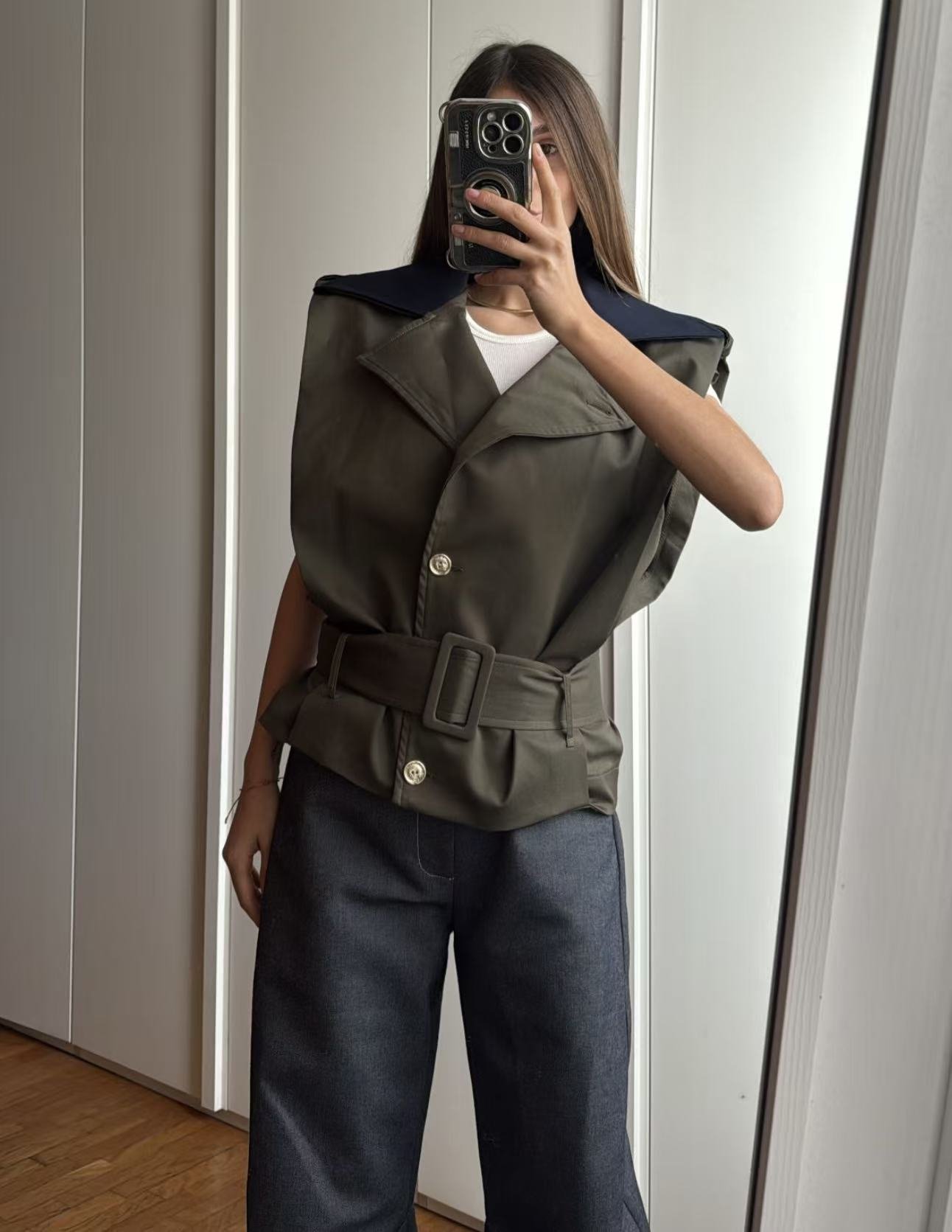 Gilet Smanicato Combinato A Contrasto 0100