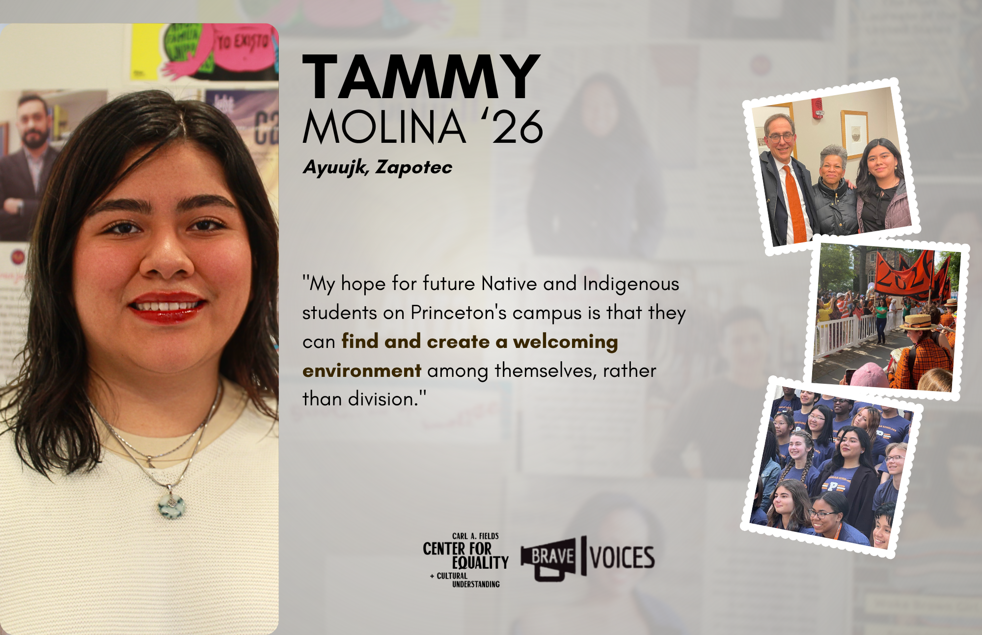 Tammy Molina '26: "My hope for future Native and Indigenous students on Princeton's campus is that they can find and create a welcoming environment among themselves, rather than division."