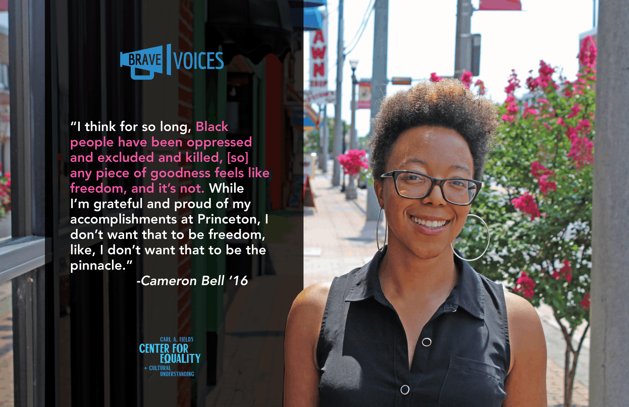 “I think for so long, Black
people have been oppressed
and excluded and killed, [so]
any piece of goodness feels like
freedom, and it’s not. While
I’m grateful and proud of my
accomplishments at Princeton, I
don’t want that to be freedom,
like, I don