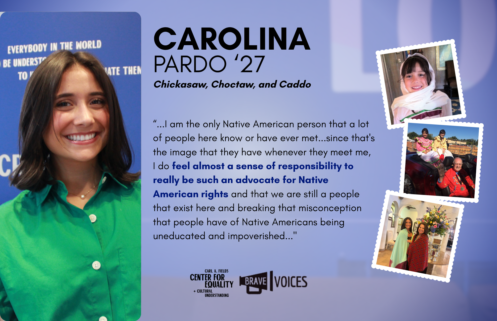 Carolina Pardo '27: “I am the only Native American person that a lot of people here know or have ever met...since that's the image that they have whenever they meet me, I do feel almost a sense of responsibility to really be such an advocate."