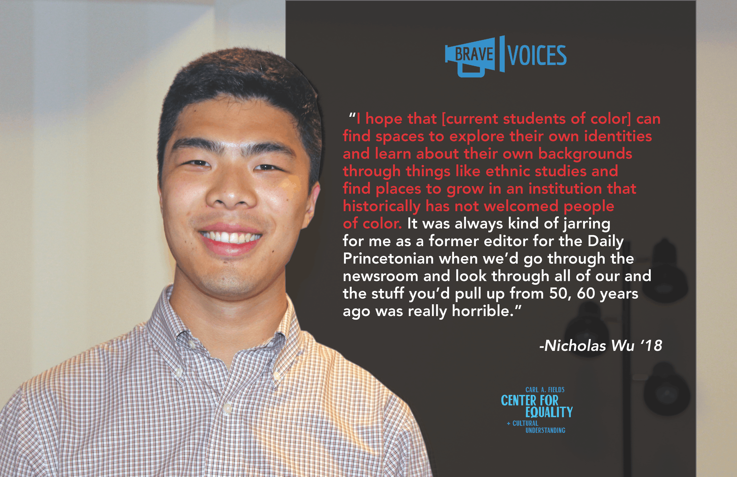 “I hope that [current students of color] can
find spaces to explore their own identities
and learn about their own backgrounds
through things like ethnic studies and
find places to grow in an institution that
historically has not welcomed people
of c