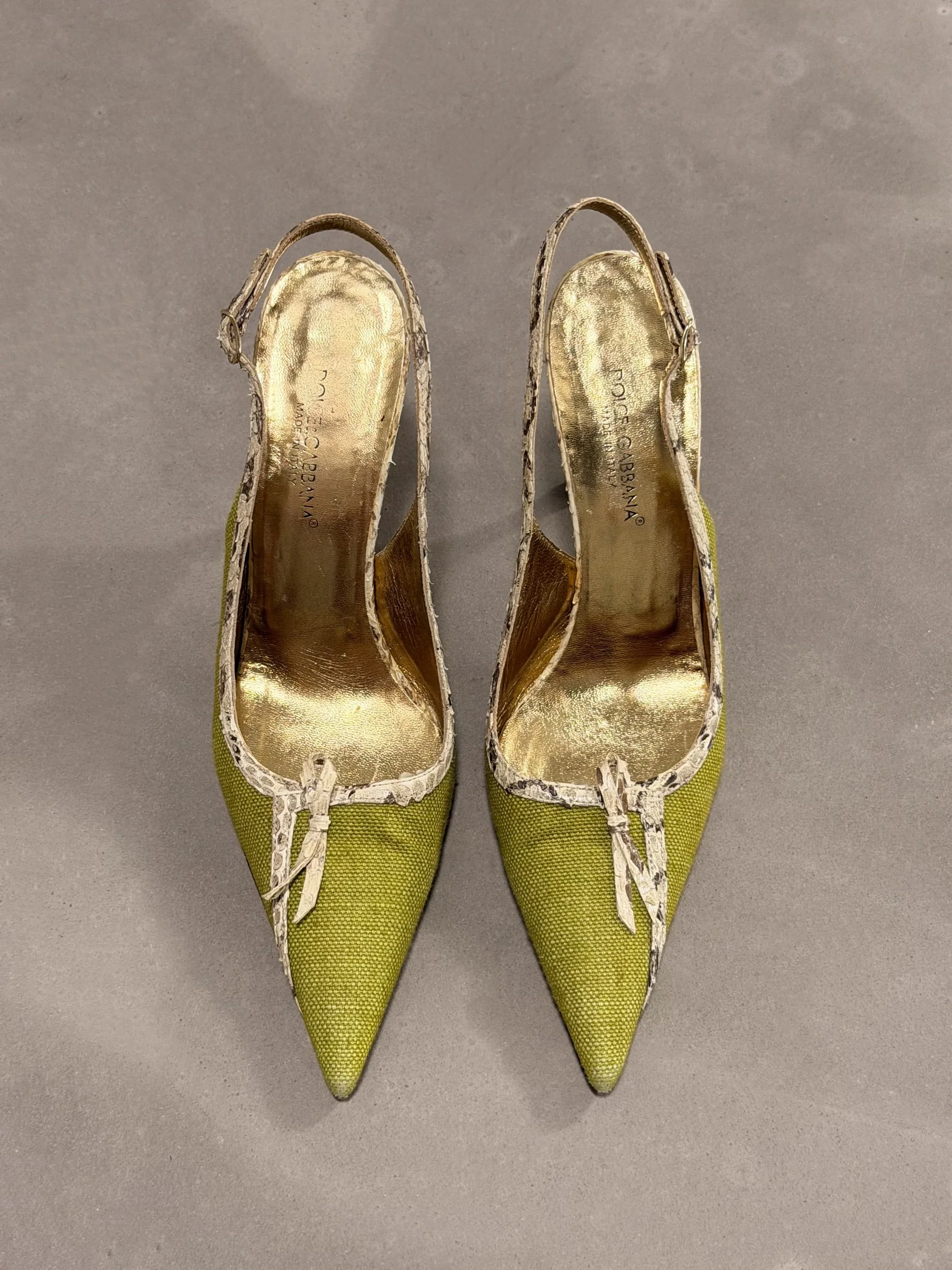 dolce & gabbana snakeskin slingback heels