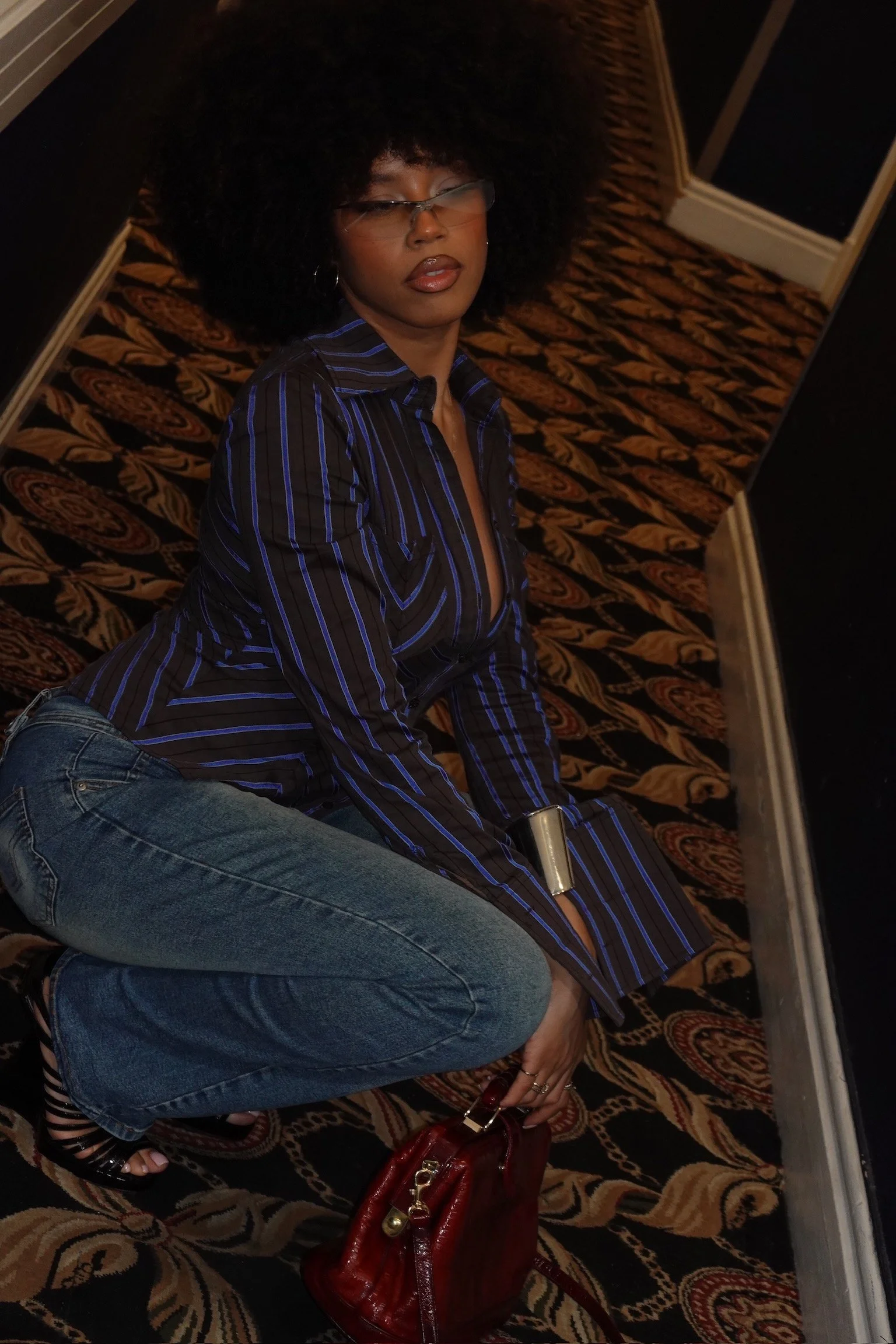 karen millen striped fitted shirt