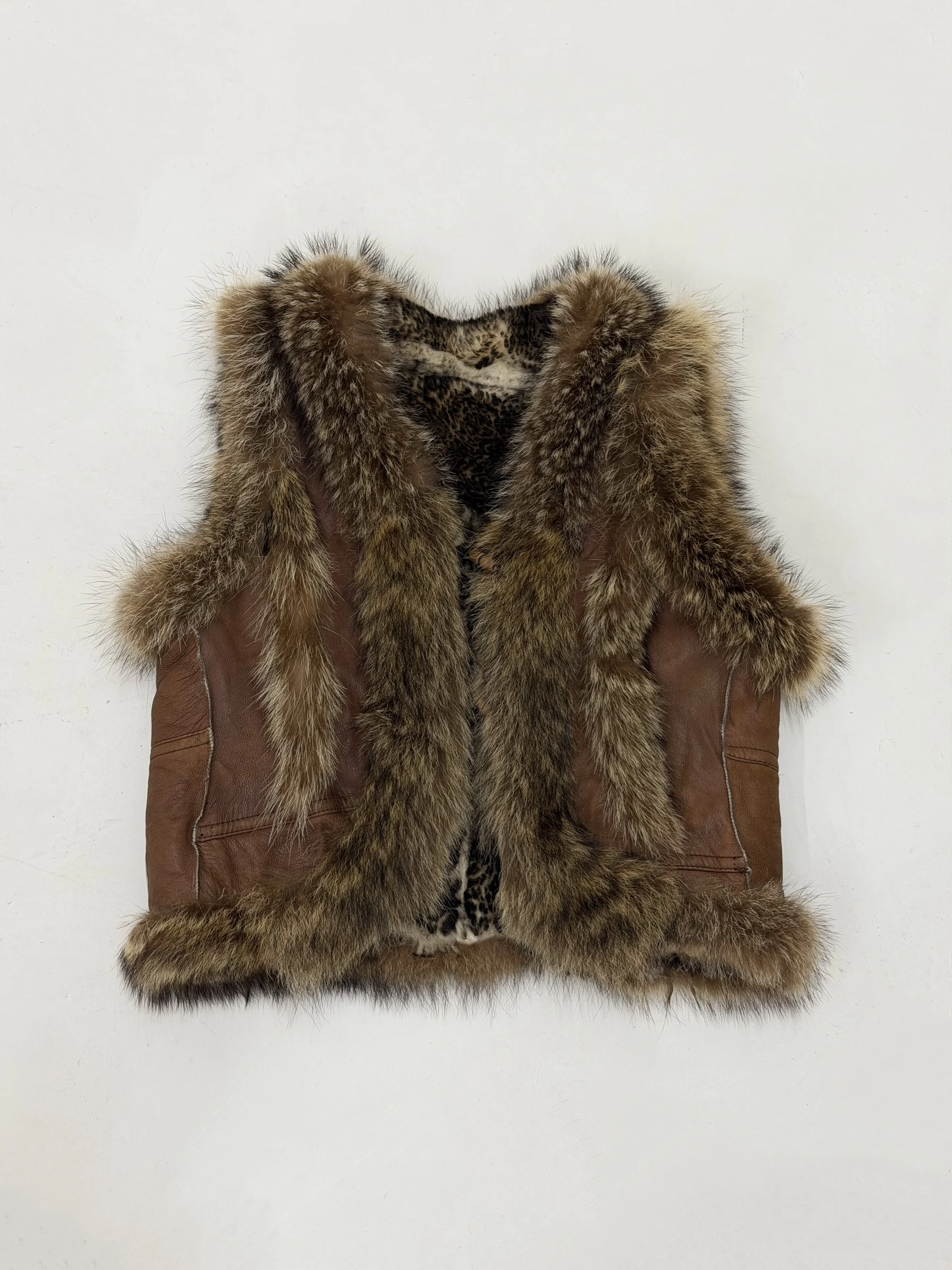 mongolian lamb leather + fur gilet