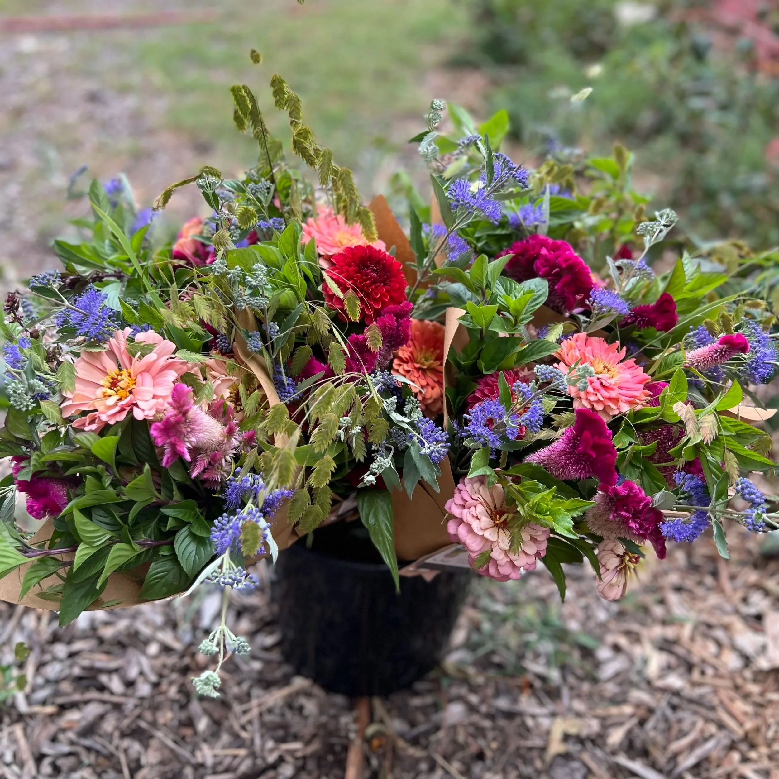 summer bucket of flowers