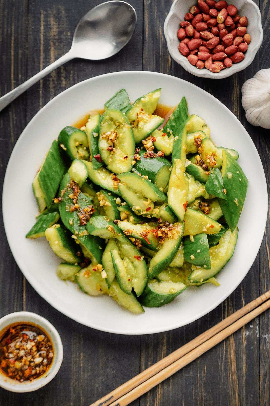 Chinese Smashed Cucumbers with Sesame Oil and Garlic