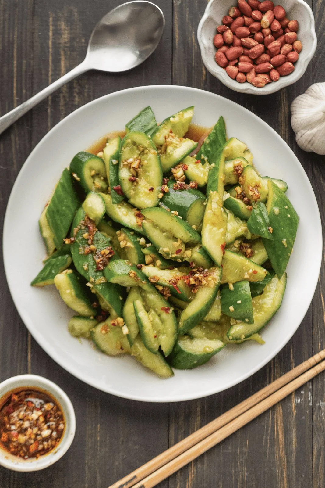 Chinese Smashed Cucumbers with Sesame Oil and Garlic