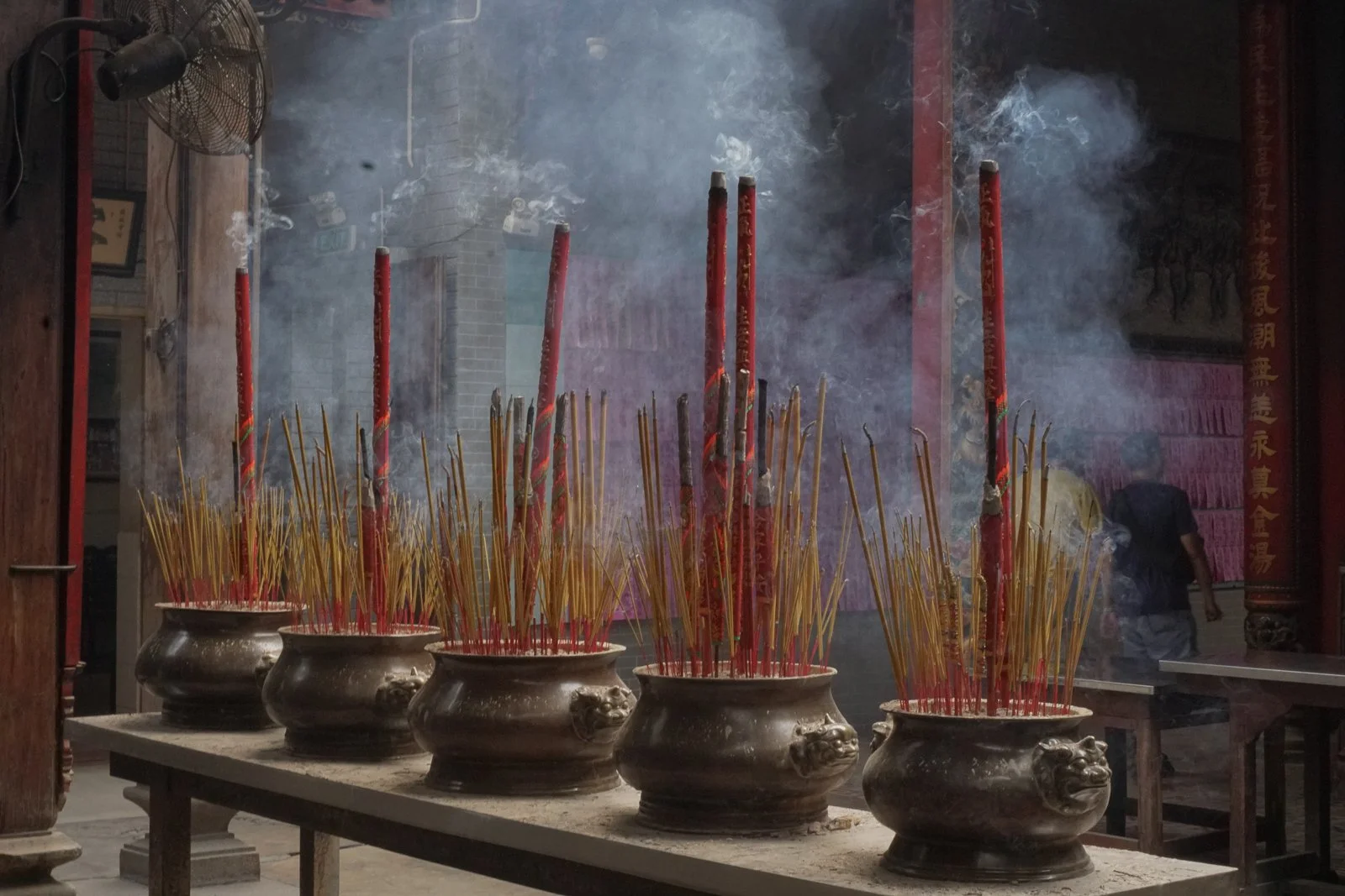 Incense burns before a shrine at Jade Emperor Pagoda in Ho Chi Minh City.