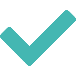 A teal check mark symbol pointing upward.