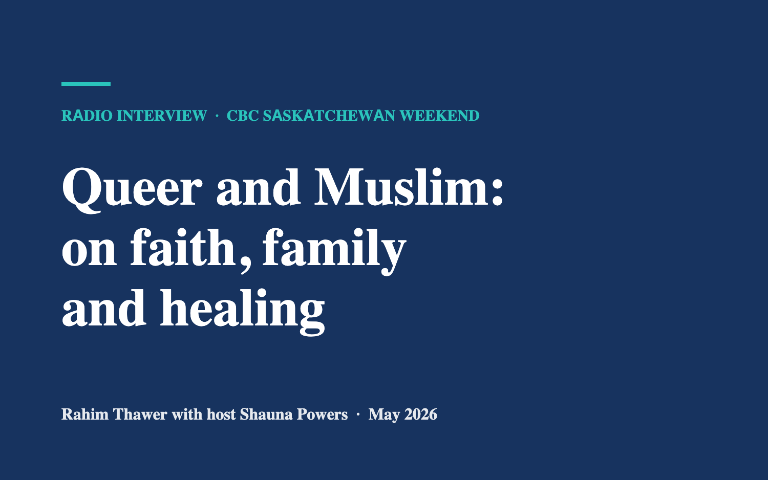 Queer and Muslim: on faith, family and healing
