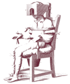 Figure 2 Tranquilizing Chair by Dr. Benjamin Rush. A physical restraint device from the 1800s, justified as treatment — an early example of coercion disguised as care. Source: https://www.uphs.upenn.edu/paharc/features/brush.html