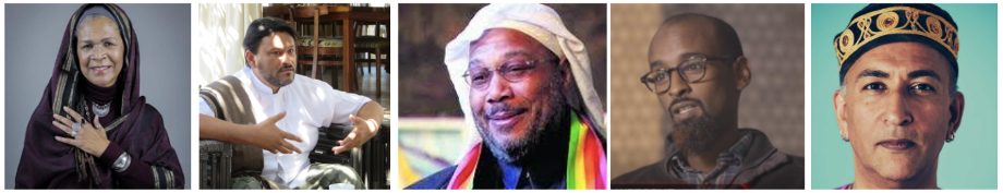Left to right: Amina Wadud, Muhsin Hendricks, Daaiyiee Abdullah, Nur Warsame, El-Farouk Khaki