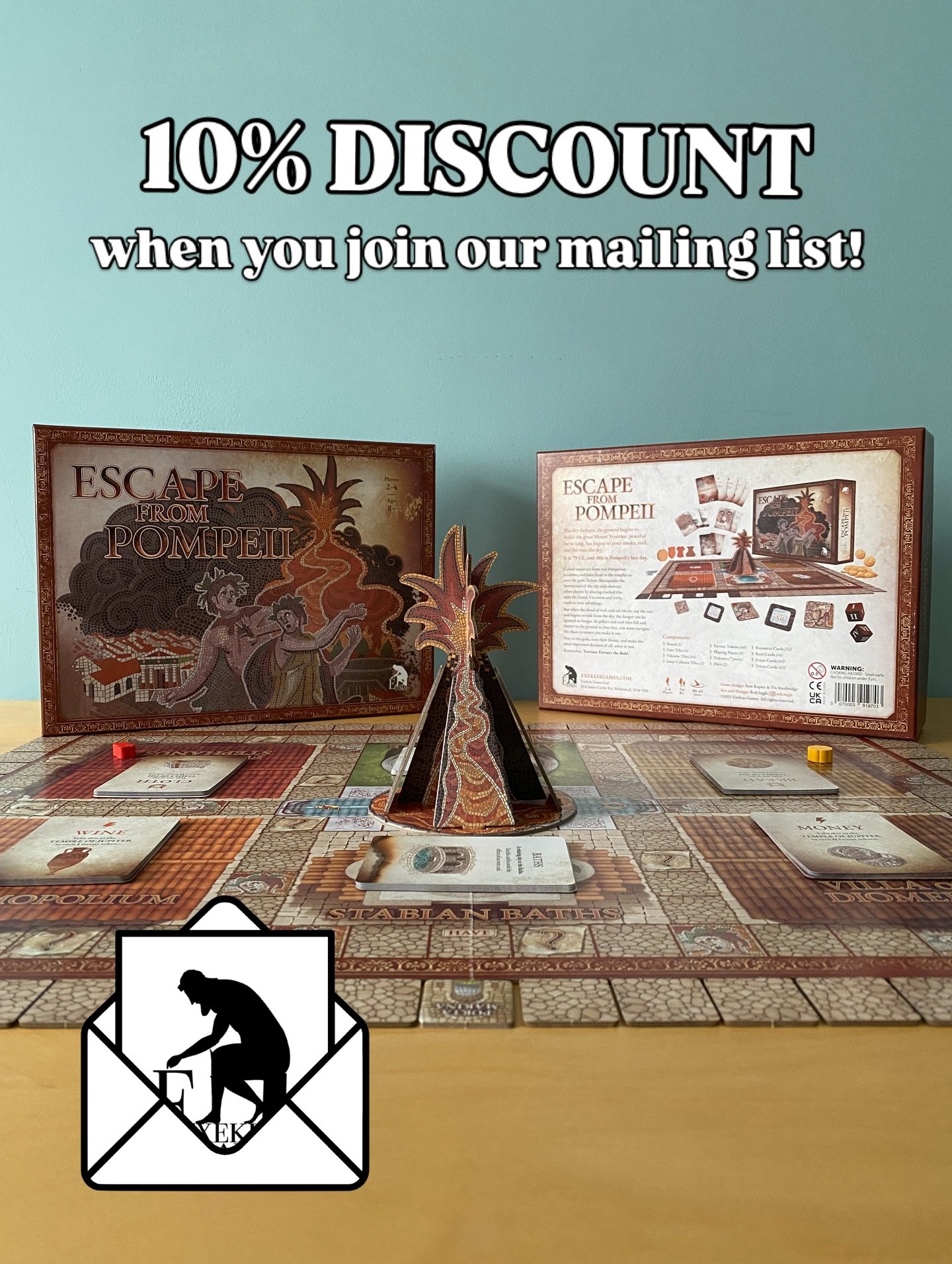 If you join our mailing list before we release Escape From Pompeii for sale on our website, you&rsquo;ll receive a 10% discount code when it launches!

You can find the link to our mailing list in our bio or here: https://mailchi.mp/3cd2f360d239/exek