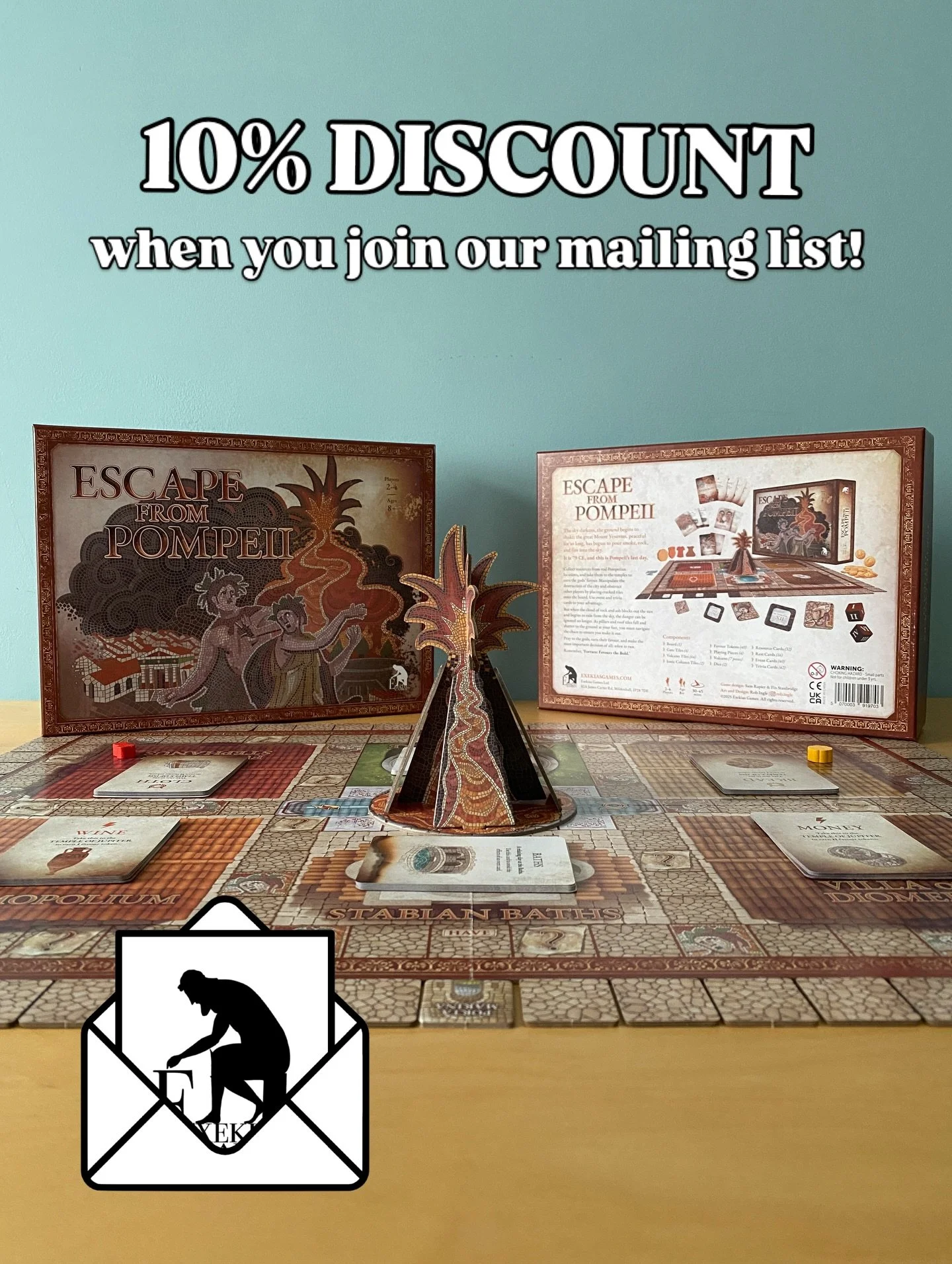 If you join our mailing list before we release Escape From Pompeii for sale on our website, you&rsquo;ll receive a 10% discount code when it launches!

You can find the link to our mailing list in our bio or here: https://mailchi.mp/3cd2f360d239/exek