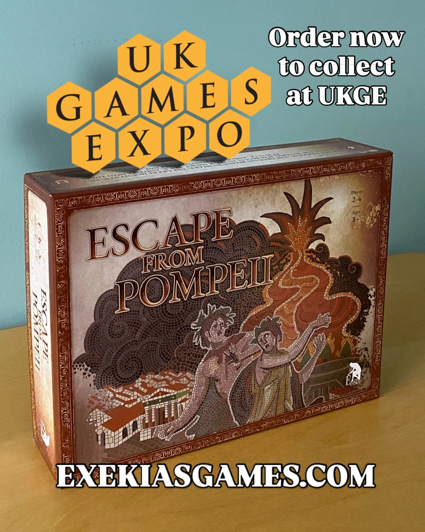 Reminder that UKGE collection is available for Escape From Pompeii on our website until 27th May! Save yourself the postage cost and make sure there&rsquo;s a game waiting for you at the UK Games Expo.