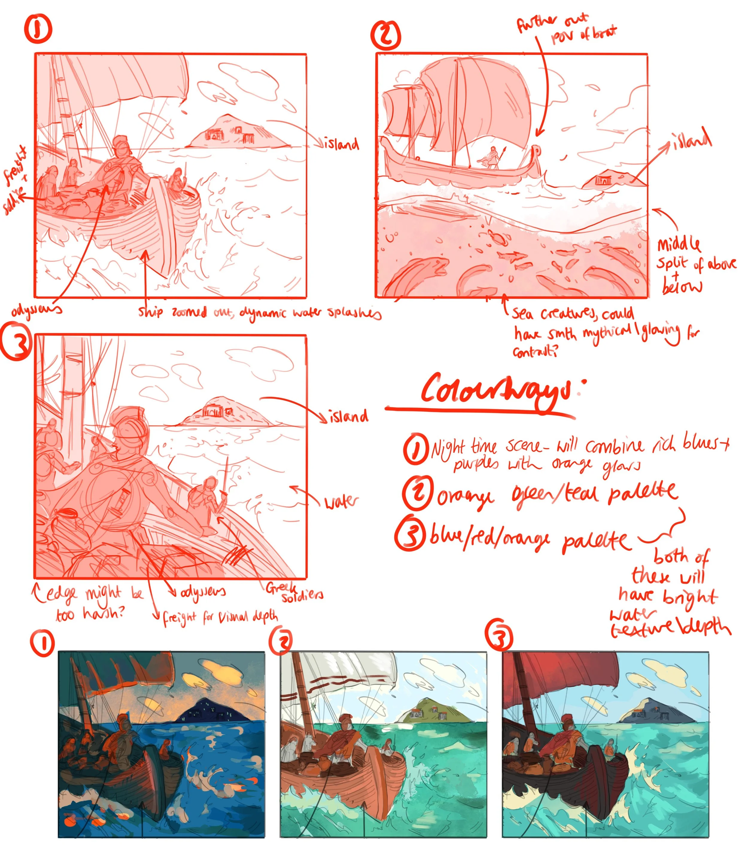 A behind-the-scenes look at the process for the Journey From Troy: Odysseus artwork by Lizzie Styles (@too.small.for.you).

The process starts with Sam&rsquo;s big long document of reference images and information about Ancient Greek art styles, Myce