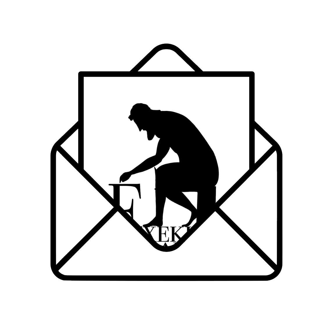 An envelope with a piece of paper coming out with the Exekias Games logo on