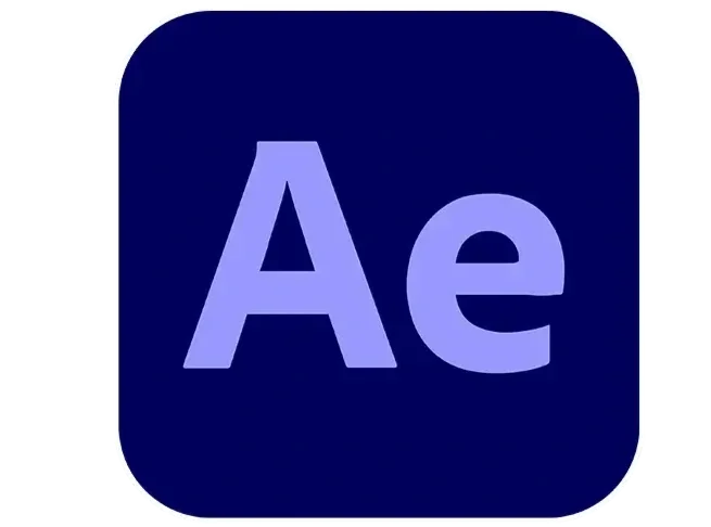 Adobe After Effects logo with a dark blue rounded square background and light purple 'Ae' initials in the center.