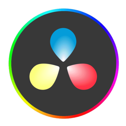 Color wheel with three teardrop shapes in blue, yellow, and red inside a black circle.