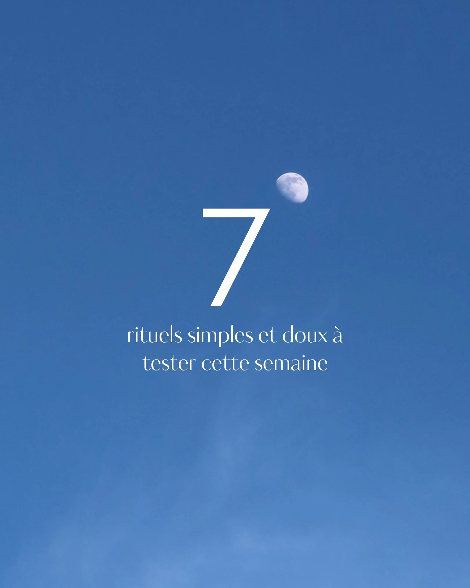 On passe la semaine ensemble avec 7 petites choses &agrave; glisser dans votre quotidien jour apr&egrave;s jour. Peut-&ecirc;tre que certaines ne vous parleront pas et peut-&ecirc;tre que d&rsquo;autres pourront devenir des habitudes 😌 

Enregistrez