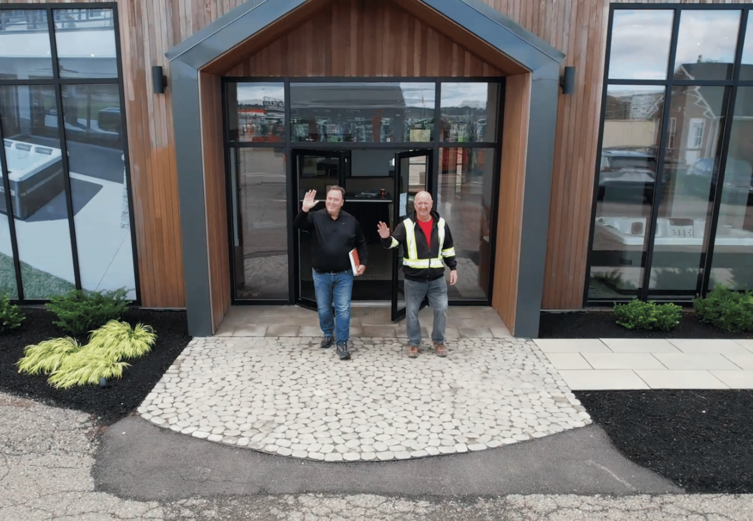 friendly staff at earthform's headoffice waving