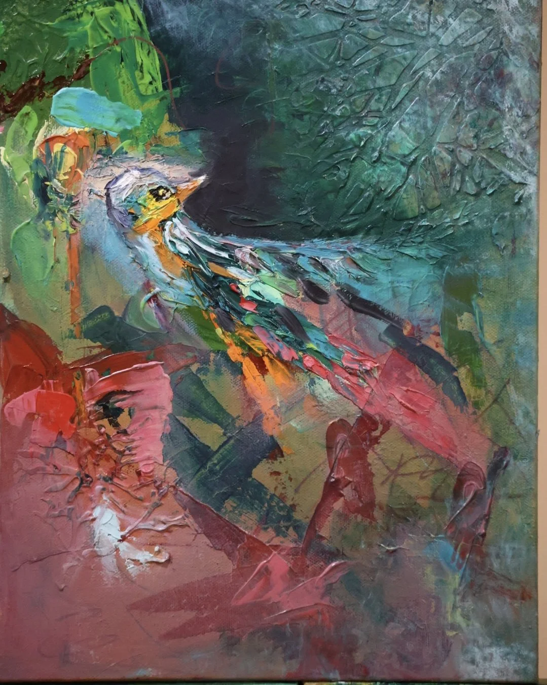 Vibrant Abstract Bird Painting - Mixed Media