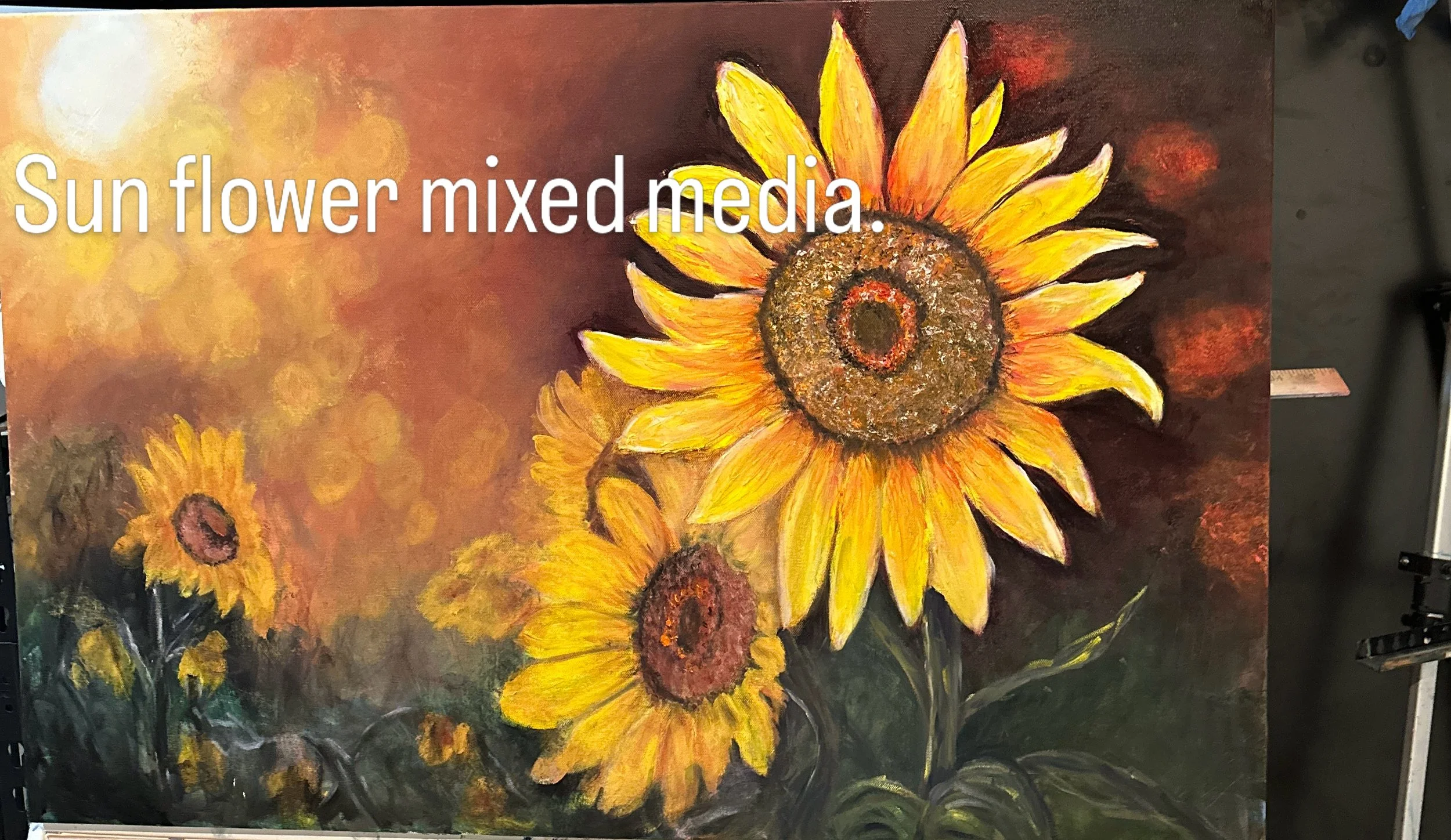 Radiant Sunflower Mixed Media Painting