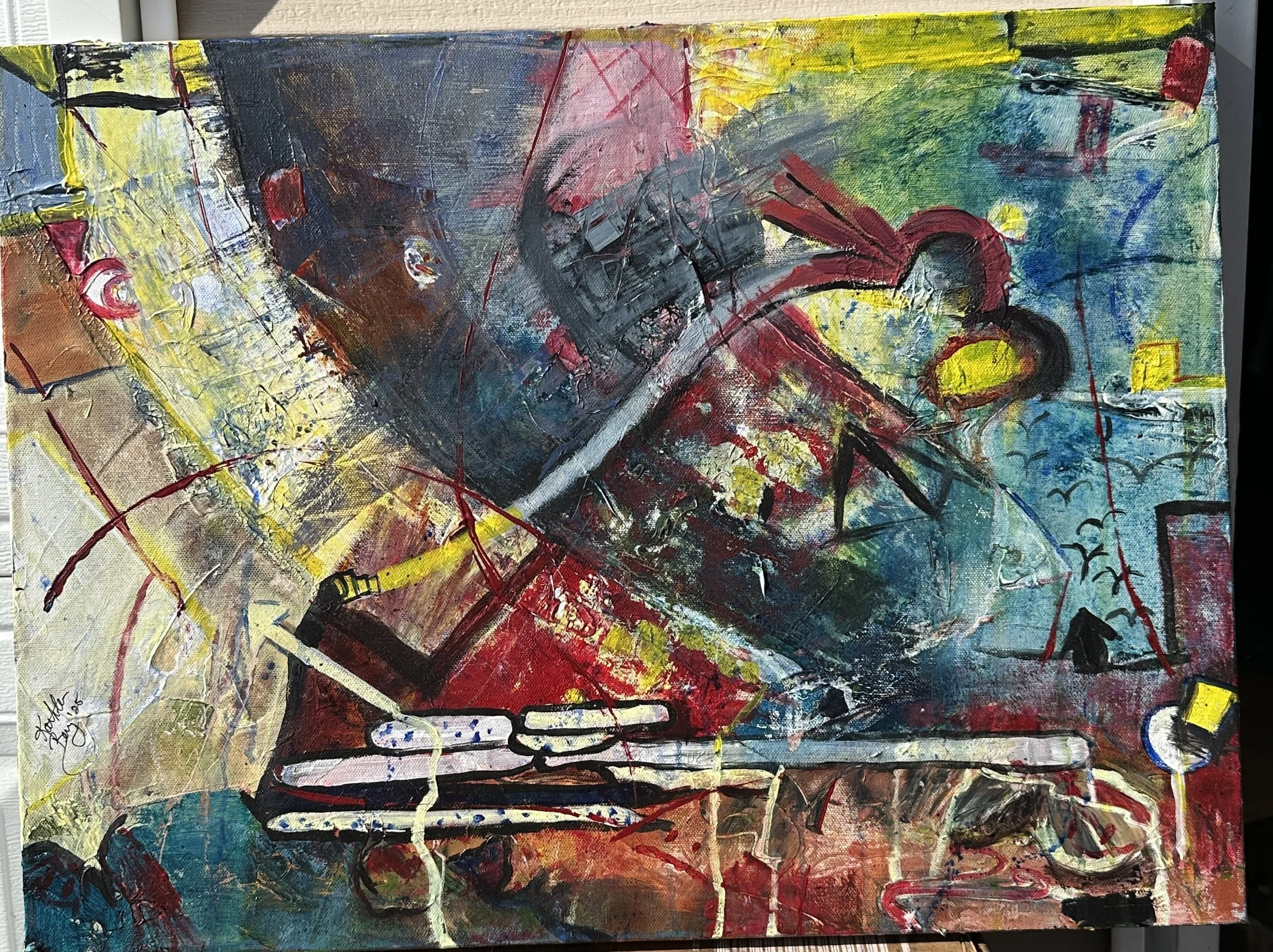 Vibrant Abstract Mixed Media Painting