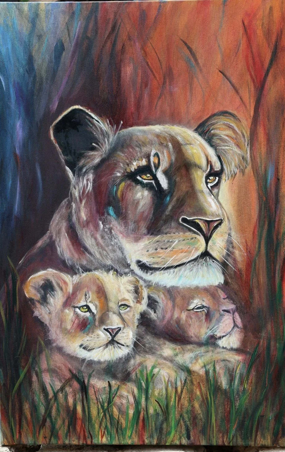 Lioness & Cubs Majestic Portrait