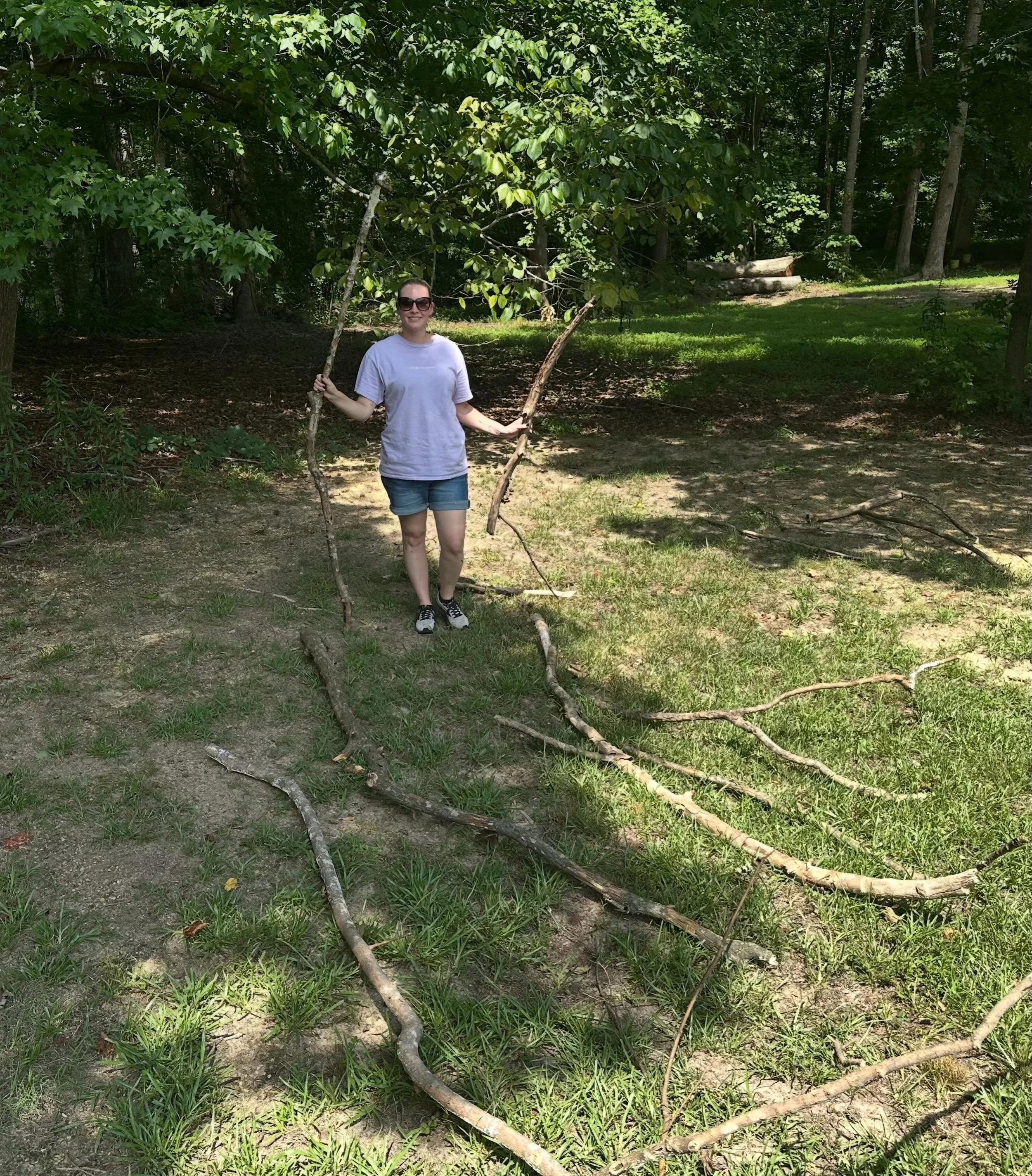 Took a short break from working in the shop to go hunting for some really cool sticks! Figured I should take a photo with my catch like men do with their fish&hellip;.😂 It was hard deciding wich ones would be coming with me to the shop&hellip;. Yes,