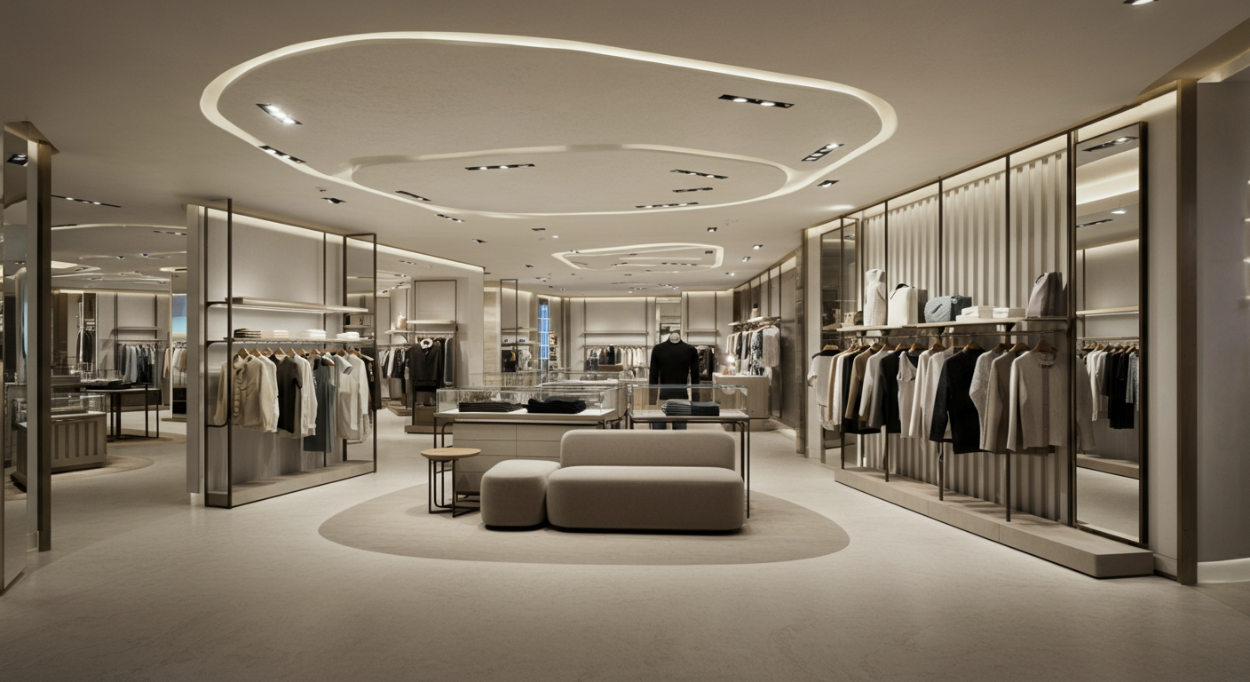 Interior of a modern store with jewelry, bags, and skin care products and perfume. Its a mixed store with different offerings but right now we offer jewelry, Elevated style. Honest prices. introducing aureline.