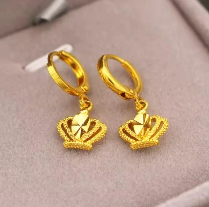 Golden Crown Drop Earrings