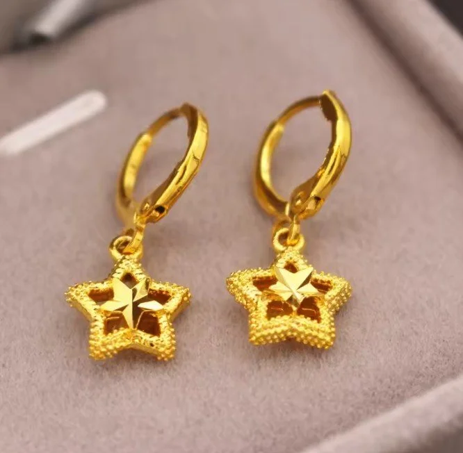 Golden Star Drop Earrings