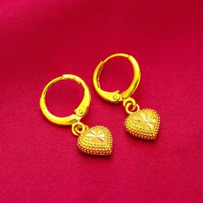 Golden Heart Charm Earrings