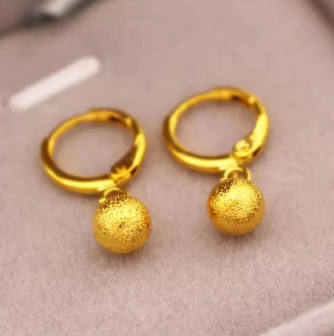 24K Golden Orb Frosted Drop Earrings