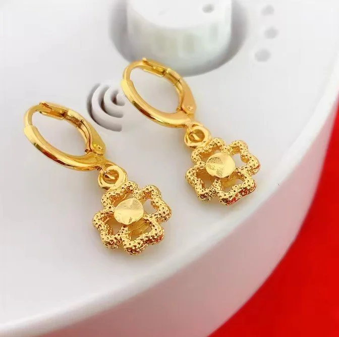 Golden Clover Drop Earrings