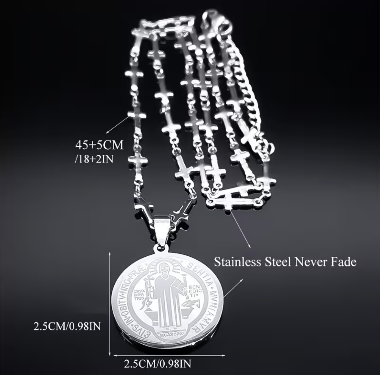 VADE+RETRO+SILVER+PENDANT+VADE+RETRO+SAINT+BENEDICT+GOLDEN+CROSS+PRAYER+YHVH+HOLY+SPIRIT+DIVINE+SPIRITUAL+RELIGIOUS+FAITH+BIBLE+REVMARIAPIO+JESUS+GOSPEL+WORSHIP+SACRED+JEWELRY
