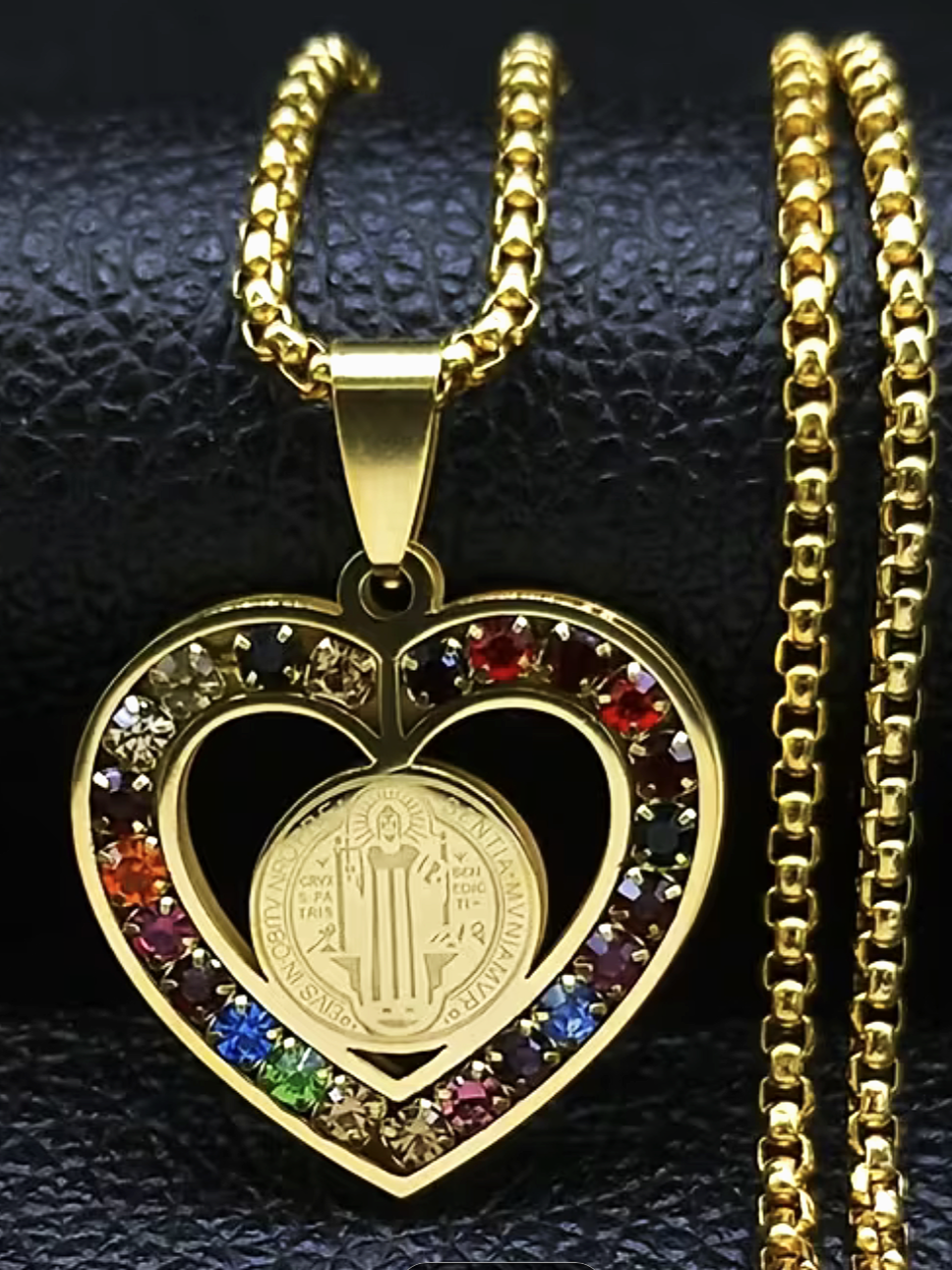 ST+BENEDICT+GOLDEN+HEART+PENDANT+PRAYER+YHVH+HOLY+SPIRIT+DIVINE+SPIRITUAL+RELIGIOUS+FAITH+BIBLE+REVMARIAPIO+JESUS+GOSPEL+WORSHIP+SACRED+JEWELRY