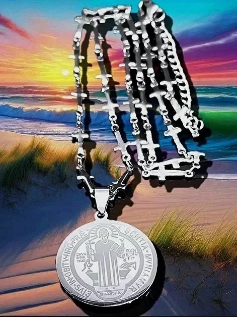 VADE+RETRO+SILVER+PENDANT+SAINT+BENEDICT+CROSS+PRAYER+YHVH+HOLY+SPIRIT+DIVINE+SPIRITUAL+RELIGIOUS+FAITH+BIBLE+REVMARIAPIO+JESUS+GOSPEL+WORSHIP+SACRED+JEWELRY