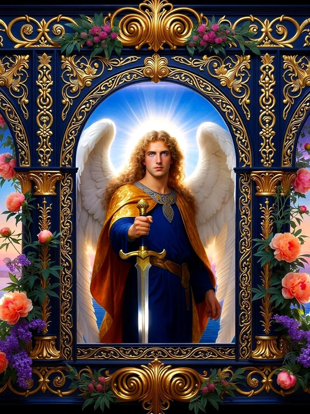 ARCHANGEL+MICHAEL+TRIO+FLORAL+FRAME+WOW.jpg