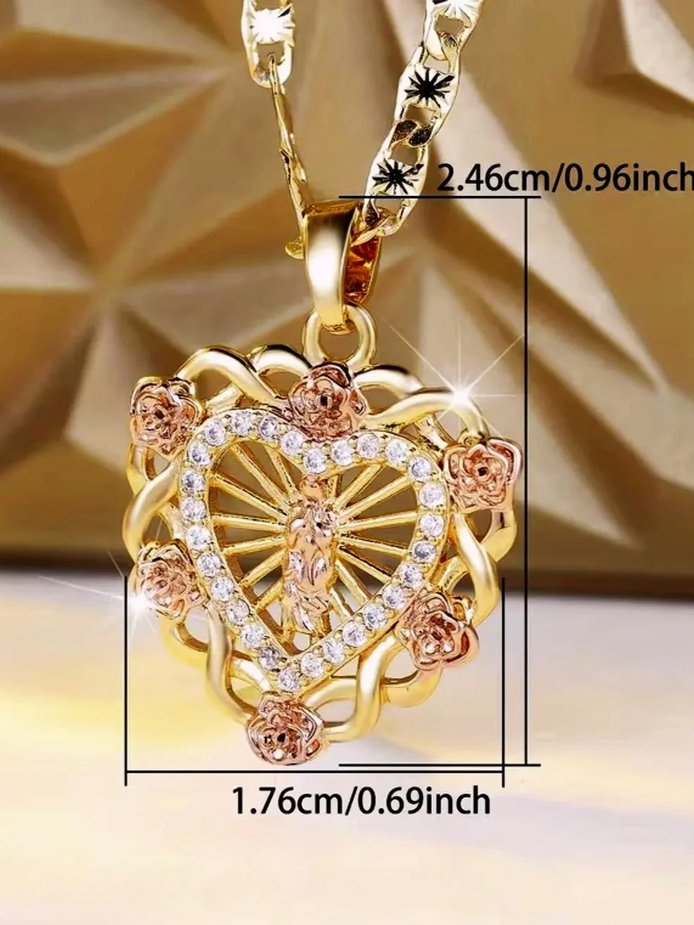 ROSES+HEART+MOTHER +MARY+GOLDEN+HEART+PENDANT+PRAYER++DIVINE+SPIRITUAL+RELIGIOUS+FAITH+BIBLE+REVMARIAPIO+GOSPEL+WORSHIP+SACRED+JEWELRY