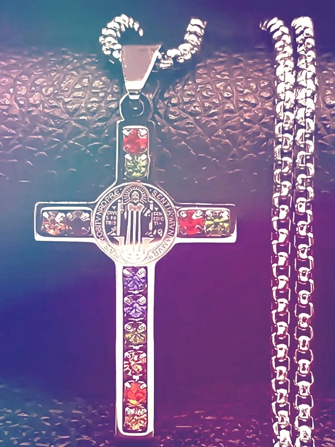 ST+BENEDICT+CROSS+STONES+SILVERVADE+RETRO+SILVER+PENDANT+CROSS+PRAYER+YHVH+HOLY+SPIRIT+DIVINE+SPIRITUAL+RELIGIOUS+FAITH+BIBLE+REVMARIAPIO+JESUS+GOSPEL+WORSHIP+SACRED+JEWELRY