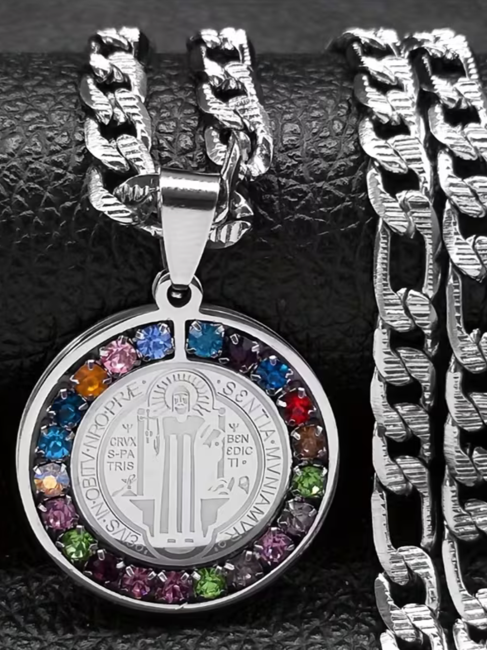 VADE+RETRO+SILVER+PENDANT+SAINT+BENEDICT+CROSS+PRAYER+YHVH+HOLY+SPIRIT+DIVINE+SPIRITUAL+RELIGIOUS+FAITH+BIBLE+REVMARIAPIO+JESUS+GOSPEL+WORSHIP+SACRED+JEWELRY