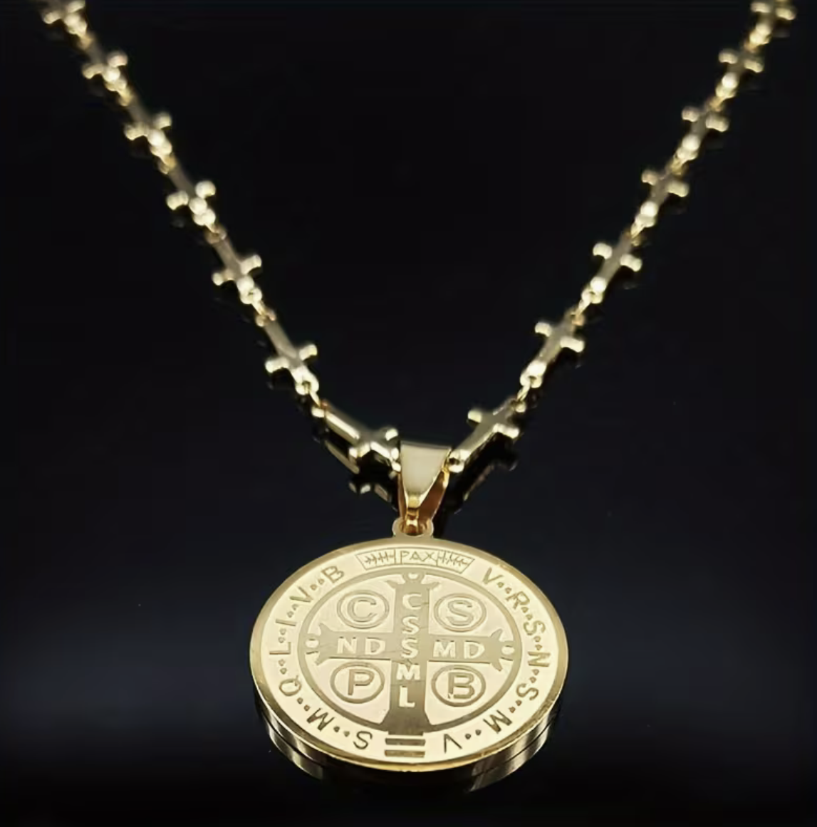 VADE+RETRO+SAINT+BENEDICT+GOLDEN+CROSS+PRAYER+YHVH+HOLY+SPIRIT+DIVINE+SPIRITUAL+RELIGIOUS+FAITH+BIBLE+REVMARIAPIO+JESUS+GOSPEL+WORSHIP+SACRED+JEWELRY