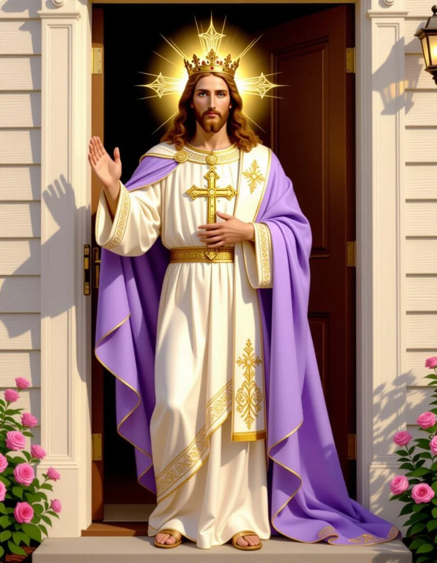 Religious artwork of Our Savior Jesus Christ as the Royal King worship faith christianity religion holy spirit heaven Lord God Savior glory heaven victory bible