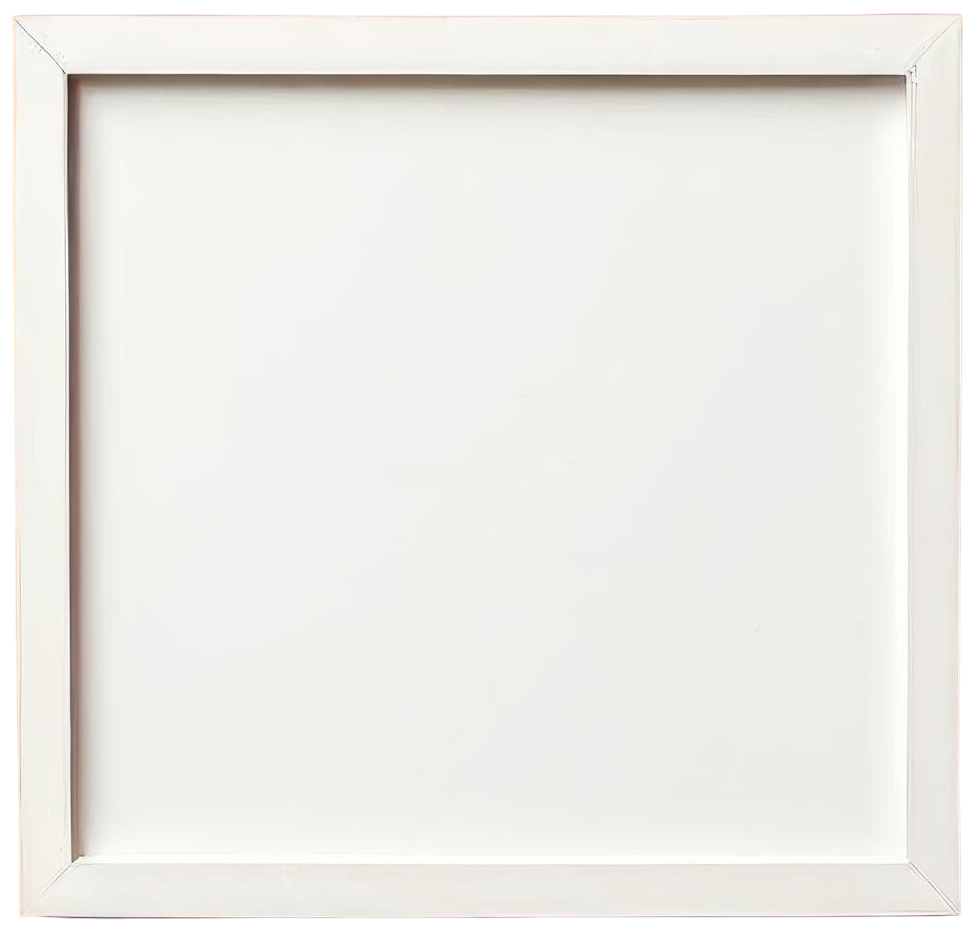 White blank square canvas with a white wooden frame.